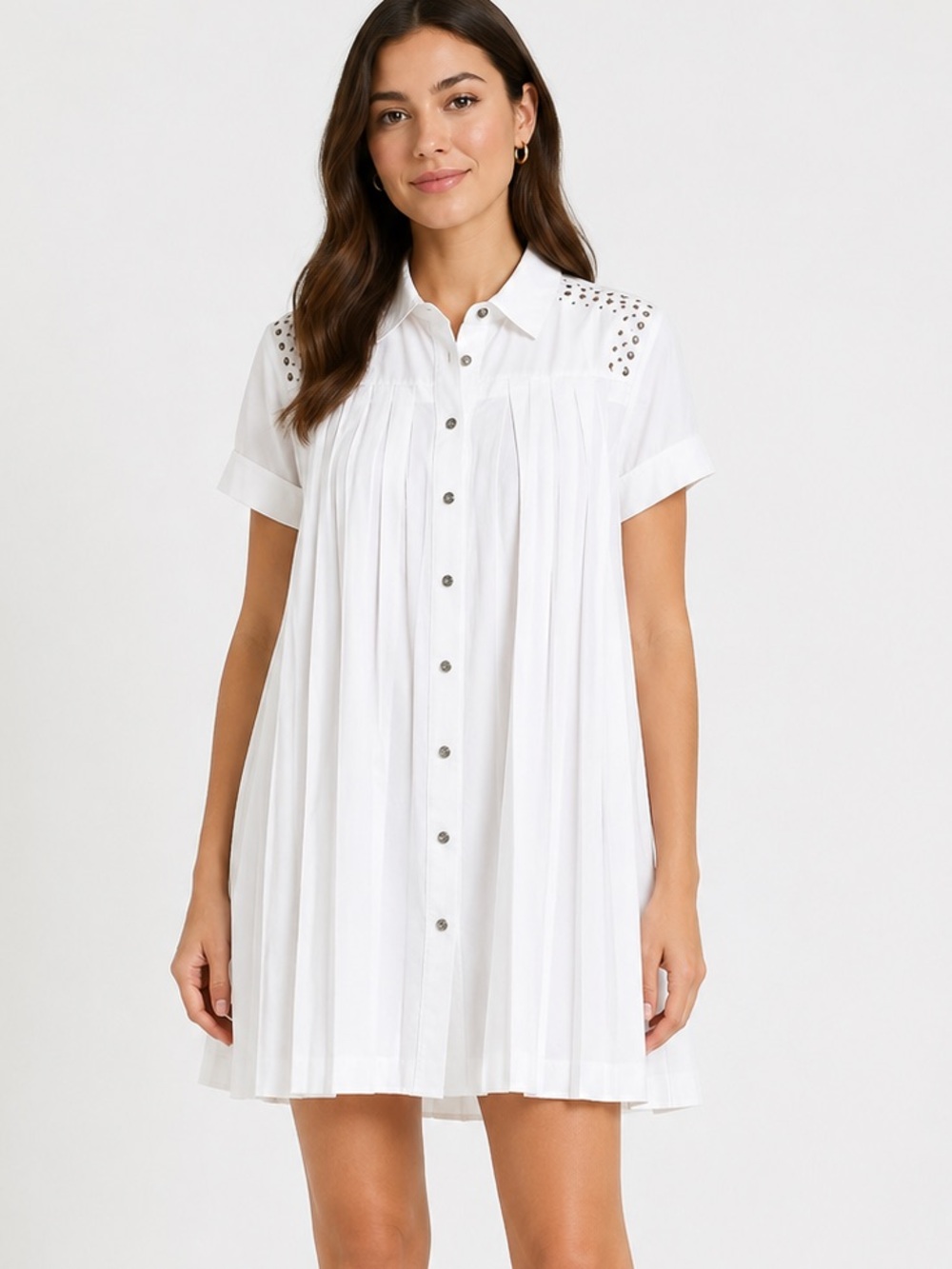 Jourden Button Up Mini Shirt Dress